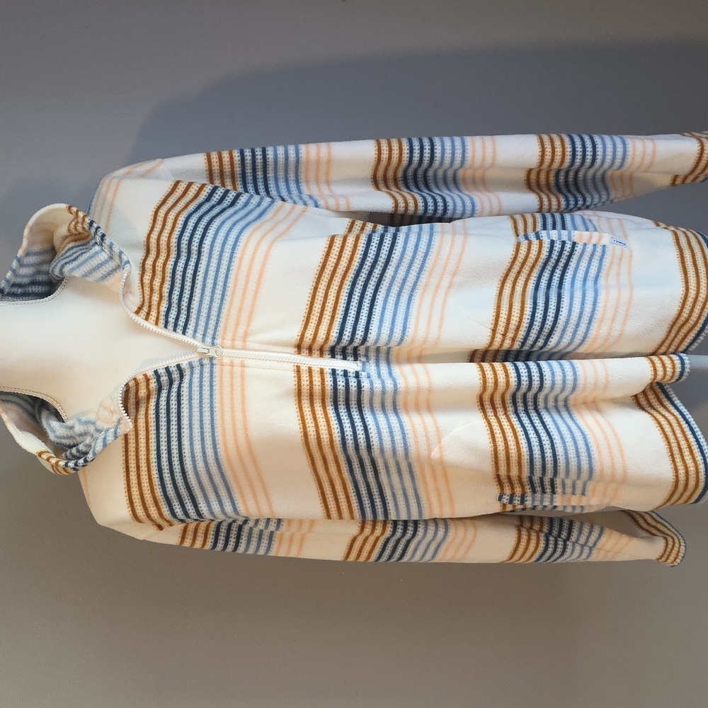 O'Neill Blue and Tan Striped Fleece Pull-Over Size XXL